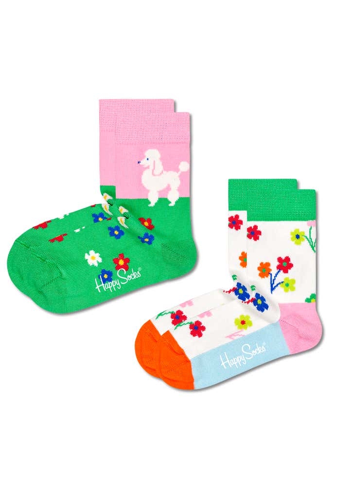 2-Pack Kids Poodle & Flowers Socks