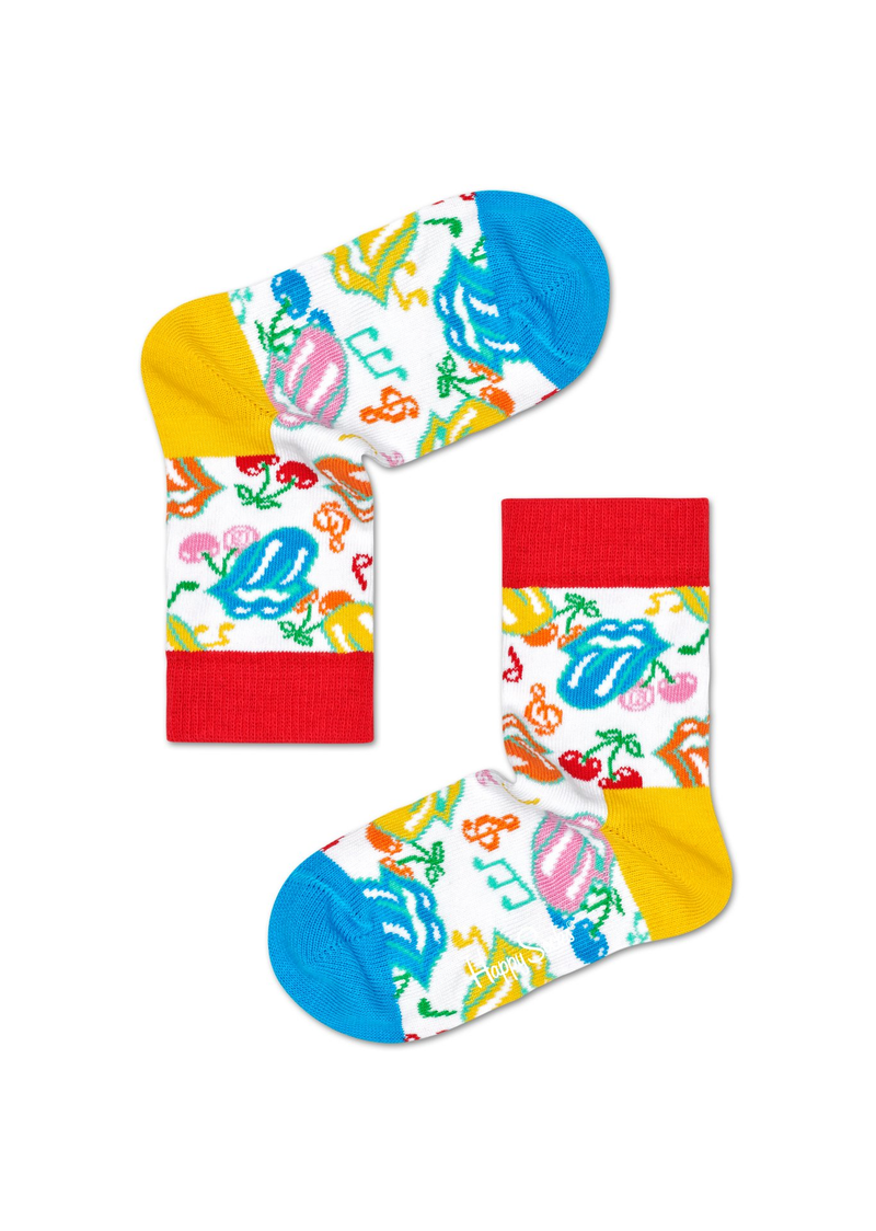 Beige Kids Rolling Stones Tumbling Dice Crew Sock