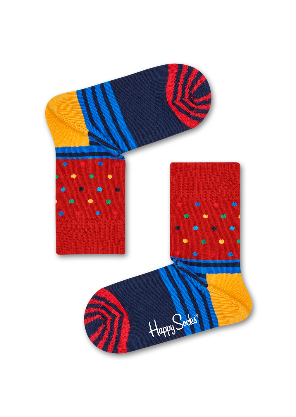 Blue cotton kids socks: Stripe Dot pattern | Happy Socks