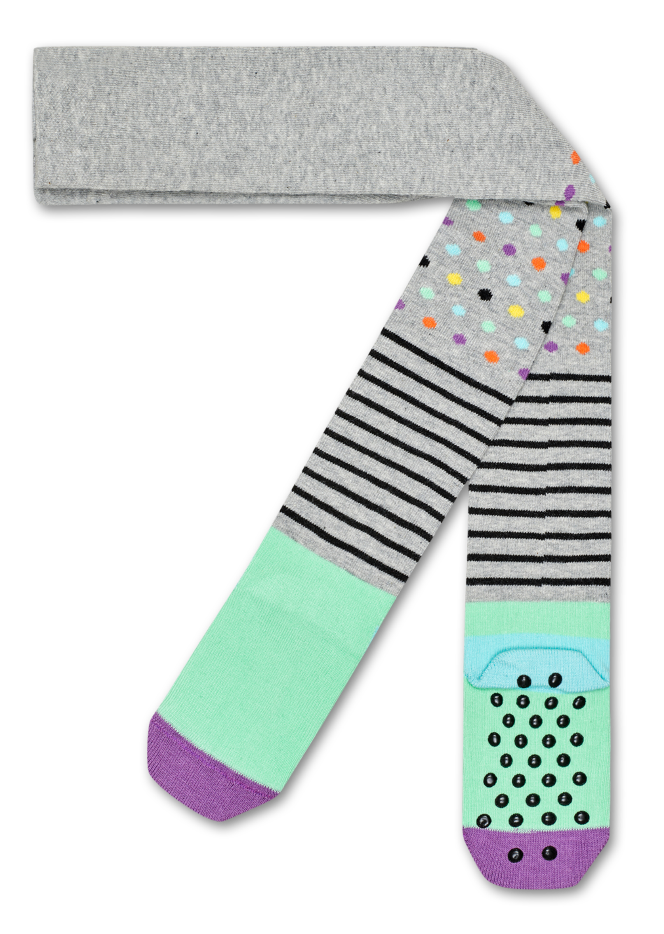 Grey baby tights: Stripes And Dots | Happy Socks
