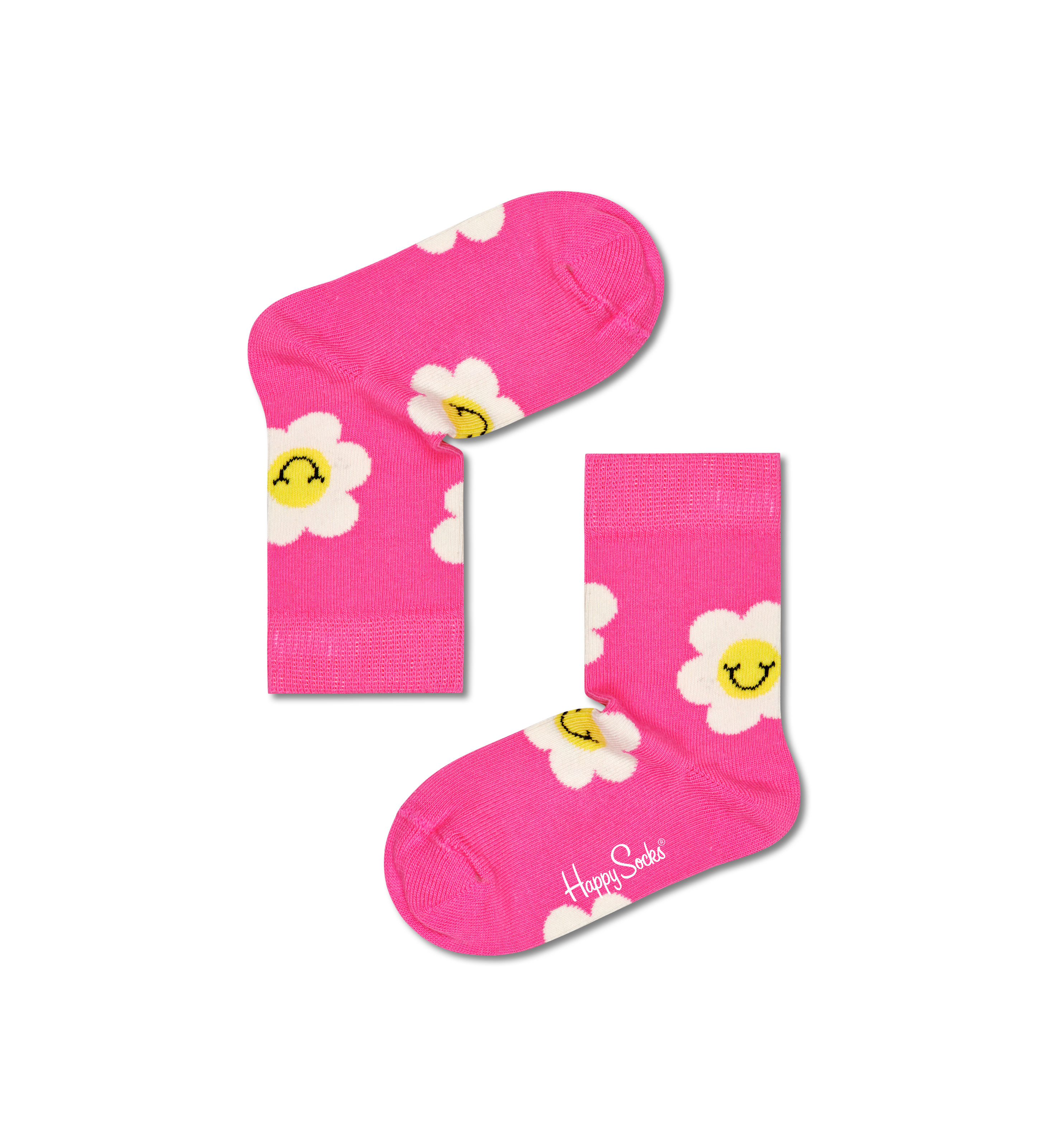 Pink Kids Smiley Daisy Crew Sock Happy Socks EU