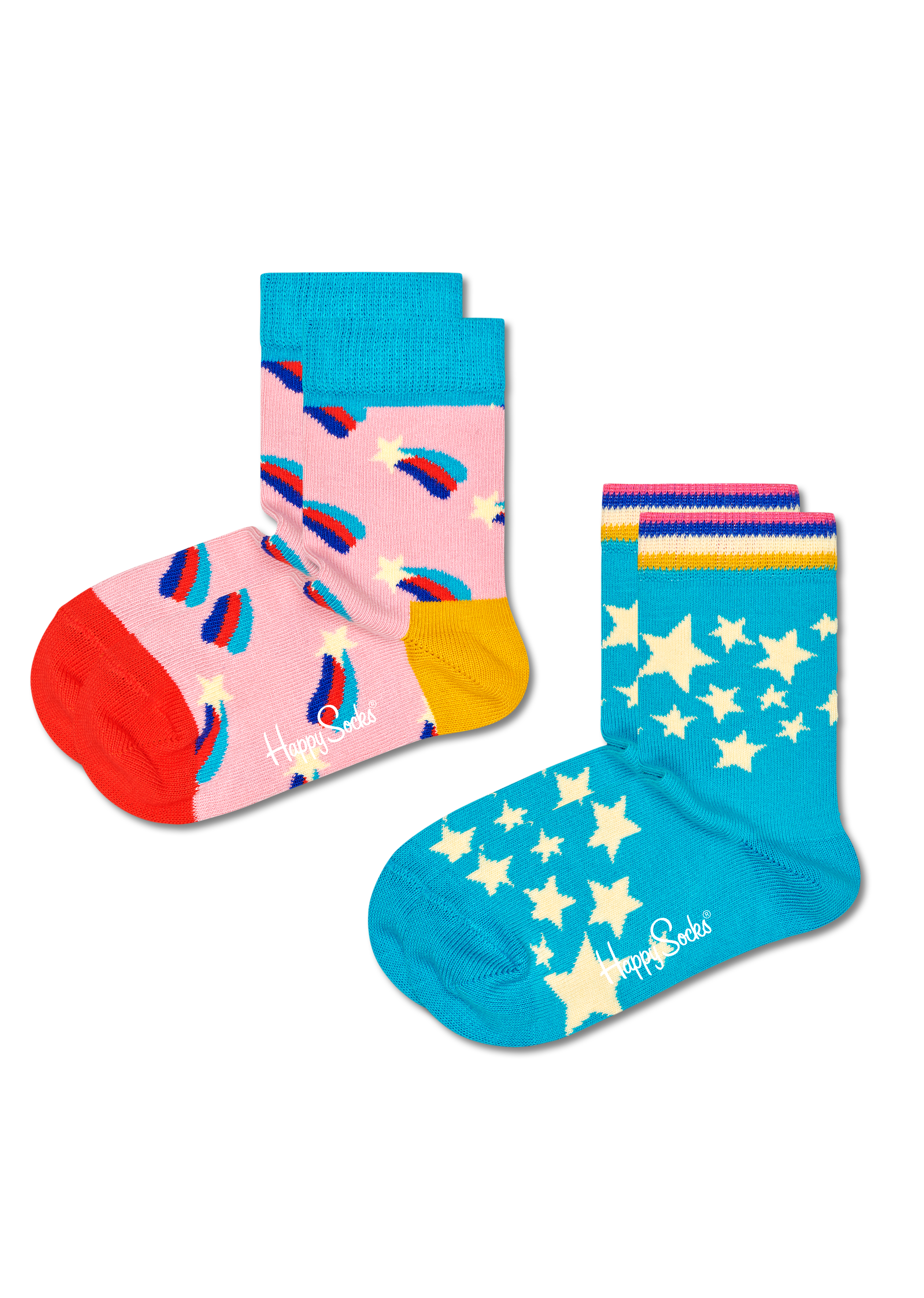 Light Pink 2-Pack Kids Shooting Star Crew Sock | Happy Socks