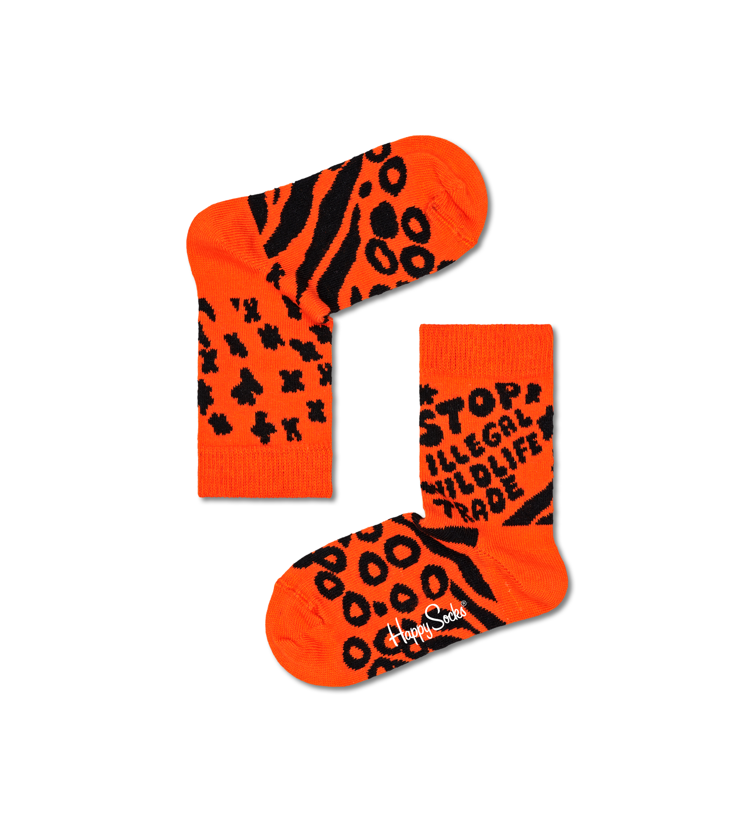 Happy Socks - Orange Kids Stop Illegal Online Wildlife Trade Crew Sock | Happy Socks | Nature | Orange, Black