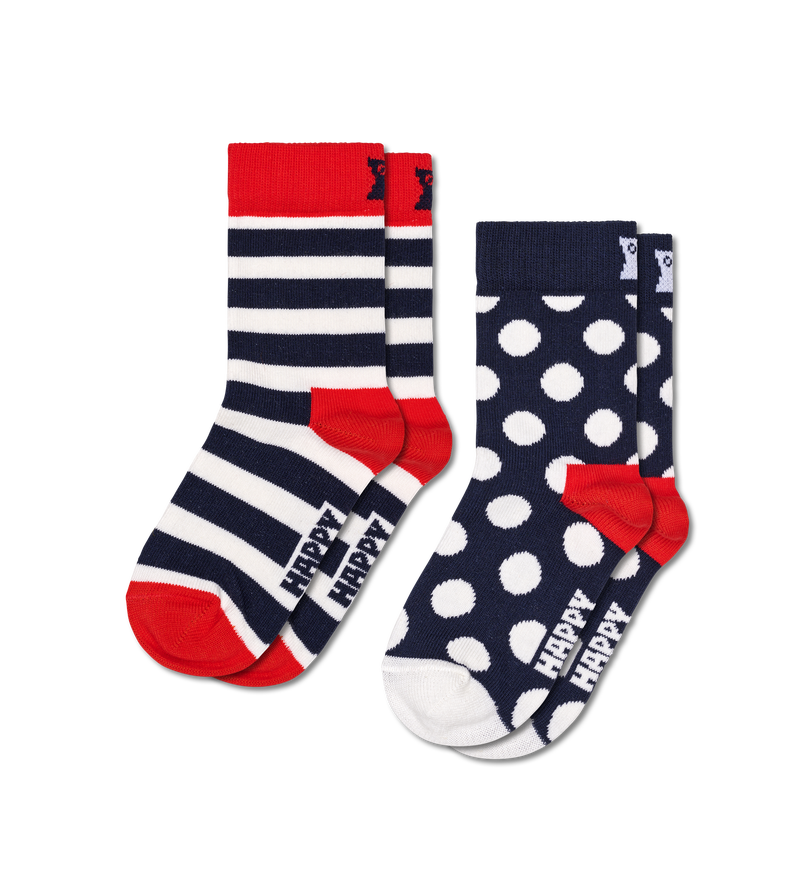 Kids Black and White Striped Socks | 2-Pack Crew Socks