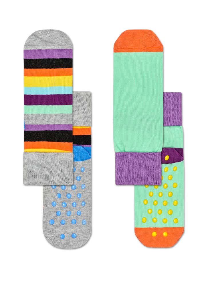 Kids 2-Pack Stripe Anti-Slip Socks 