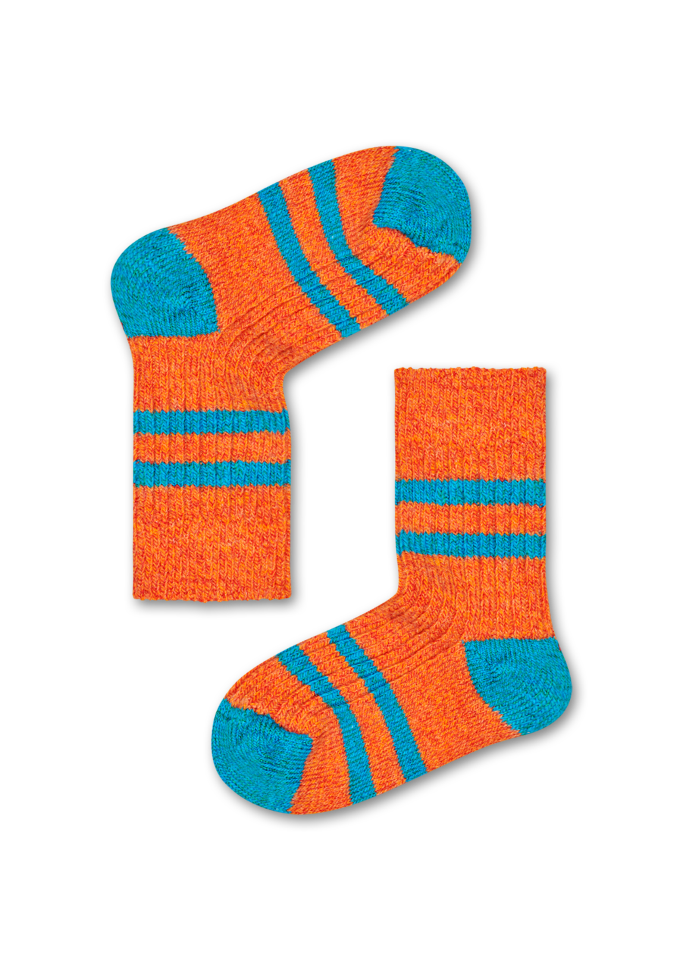 Kids Baby Wool Socks: Stripe Rib, Orange | Happy Socks