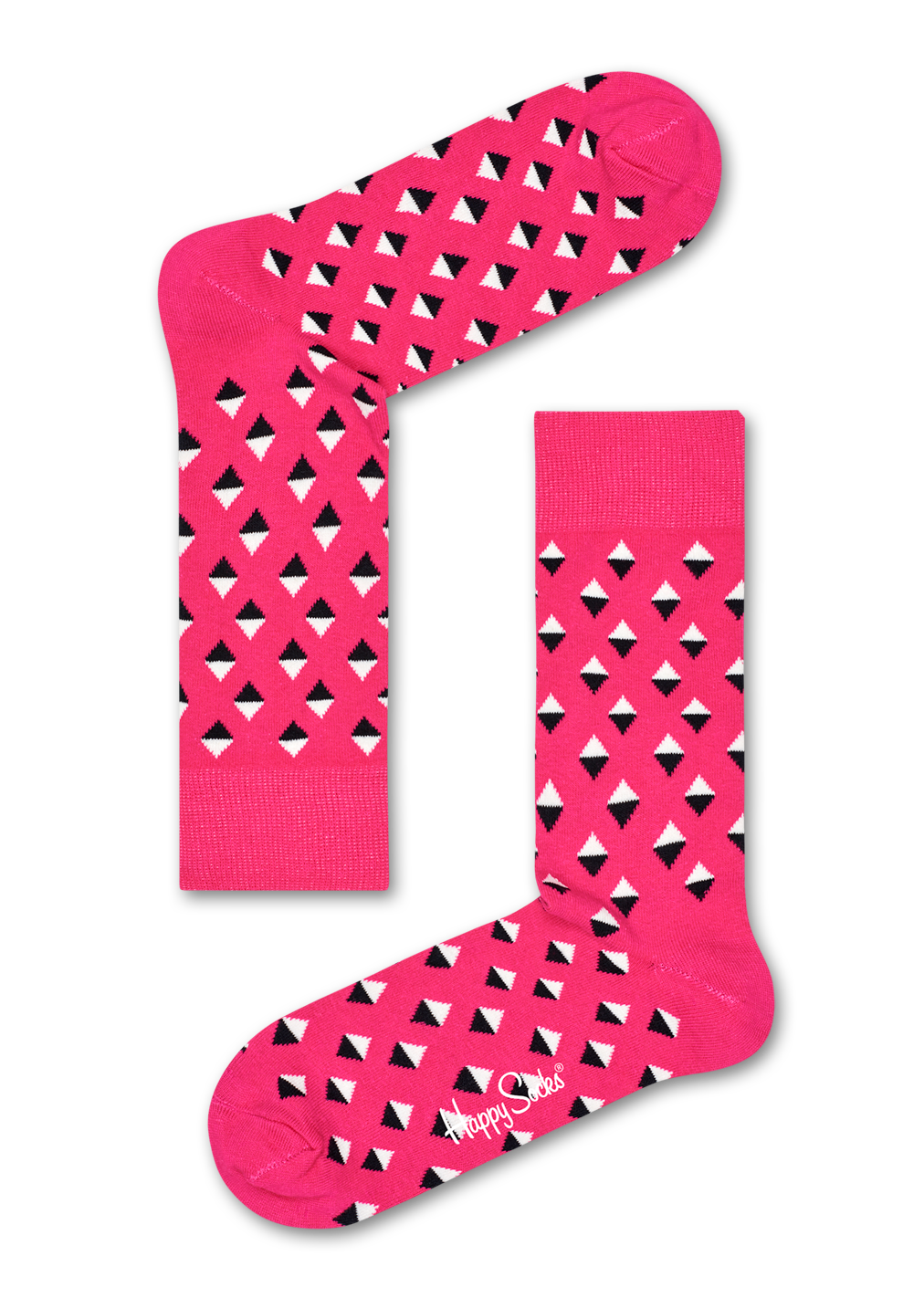 pink cotton crew socks: mini diamond pattern | happy socks