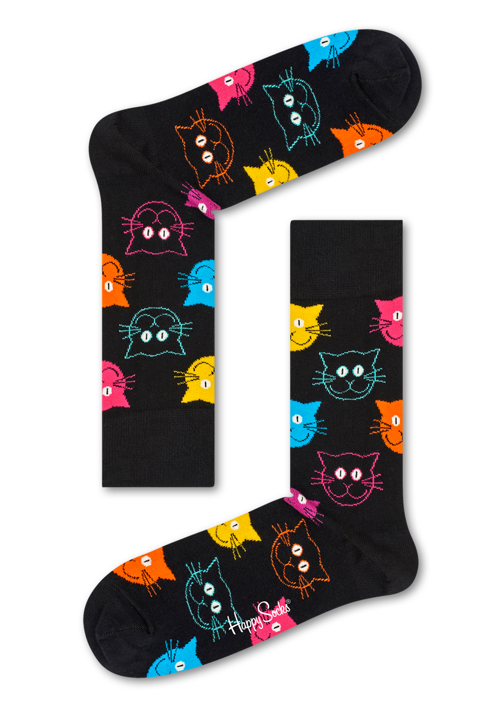 Black Socks Cat Pattern Happy Socks US