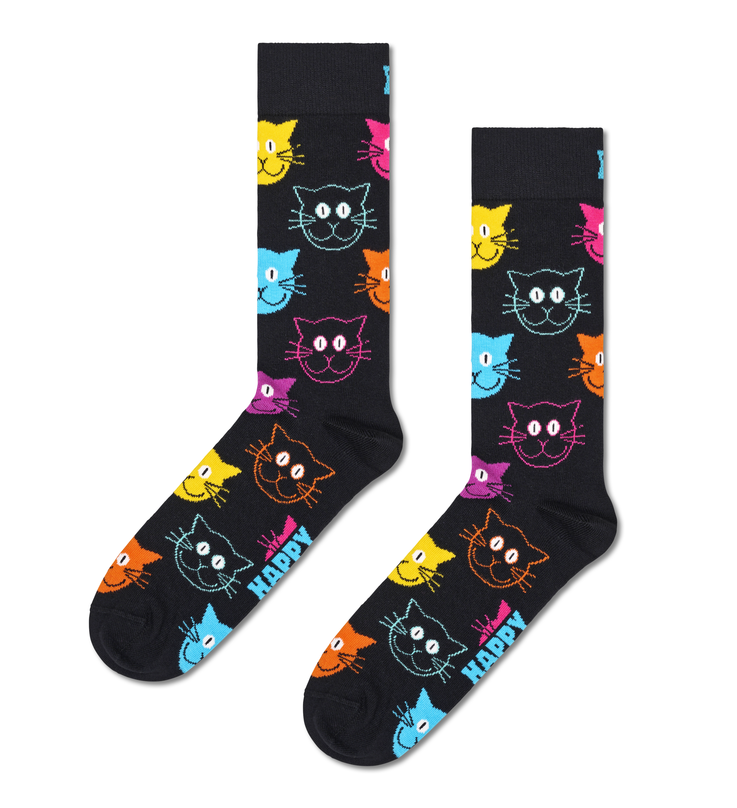 2-Pack Classic Cat Crew Socks Happy US Socks 