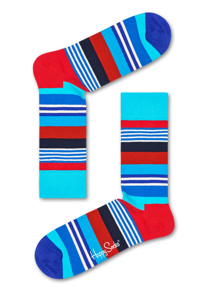 Blue Cotton Socks: Multi Stripe Pattern | Happy Socks US