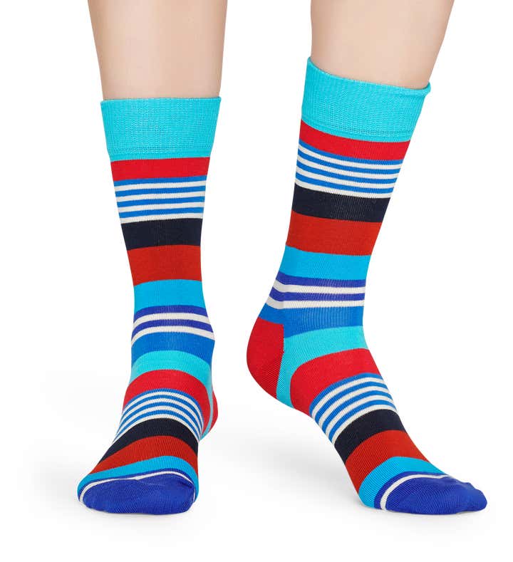 Blue Cotton Socks: Multi Stripe Pattern | Happy Socks US