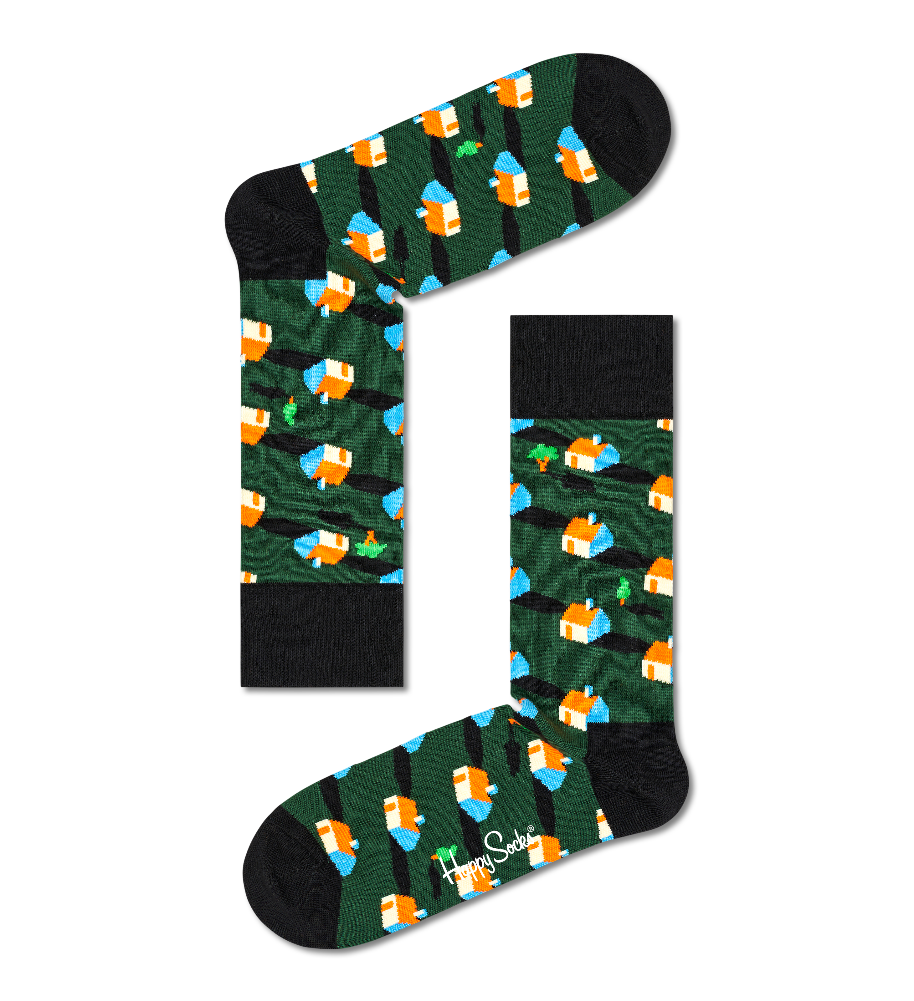 Dark Green Neighbours Crew Sock | Happy Socks