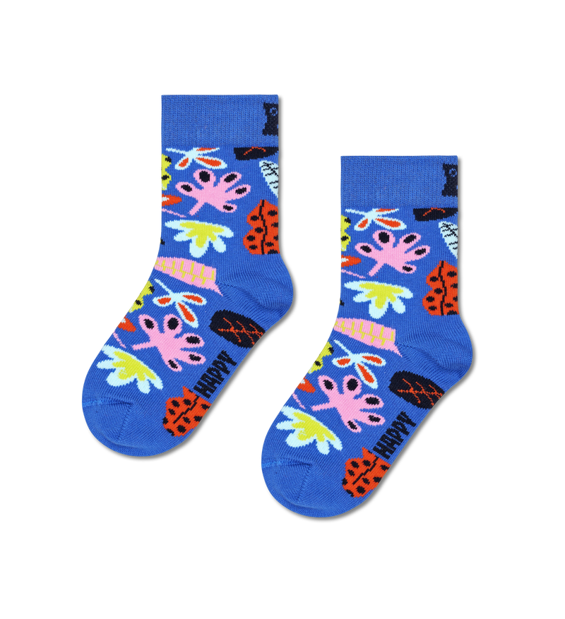 Blue Kids Crew Socks | Fun Leaves Design for Boys