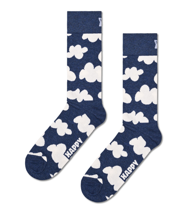 Navy Cloudy Crew Sock | Fun & Colorful Novelty Socks