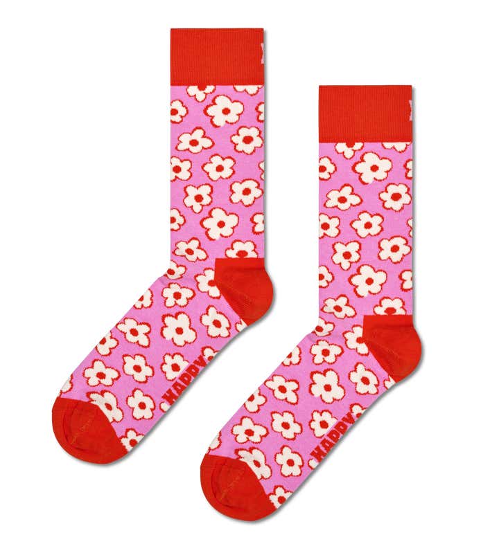 Pink Flower Crew Sock | Happy Socks US