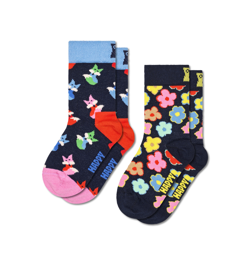 Kids Fox & Flower Crew Socks | Fun Socks for Children