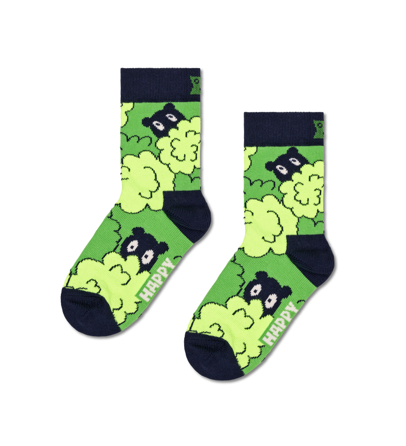 Green Kids Peekaboo Crew Sock