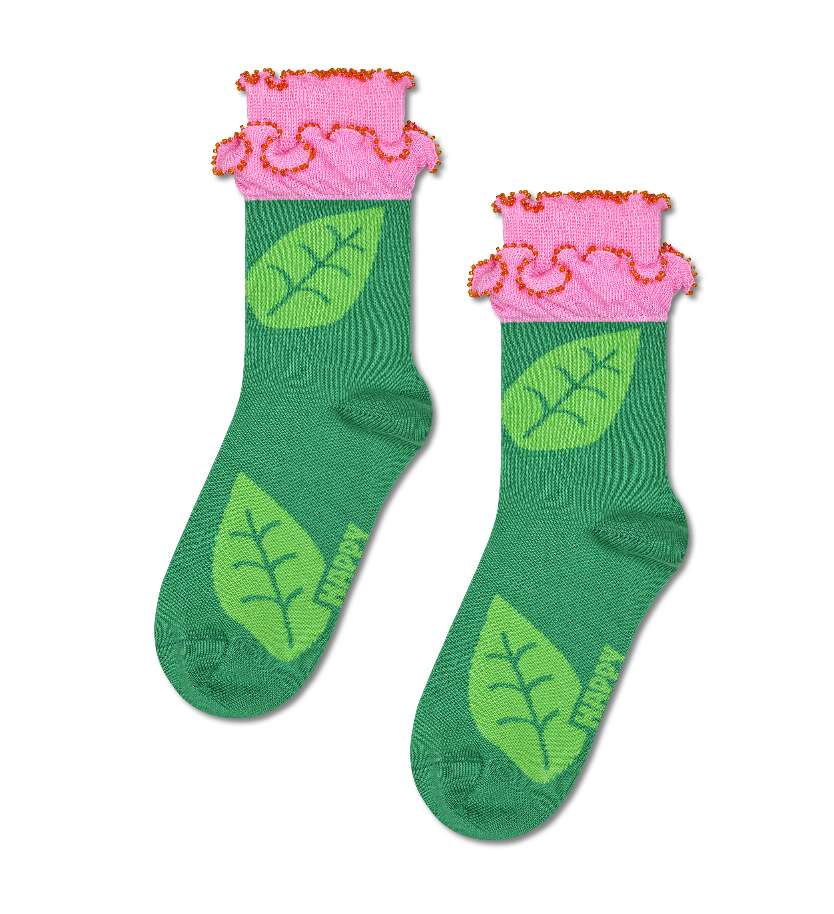Green Kids Flower Crew Sock