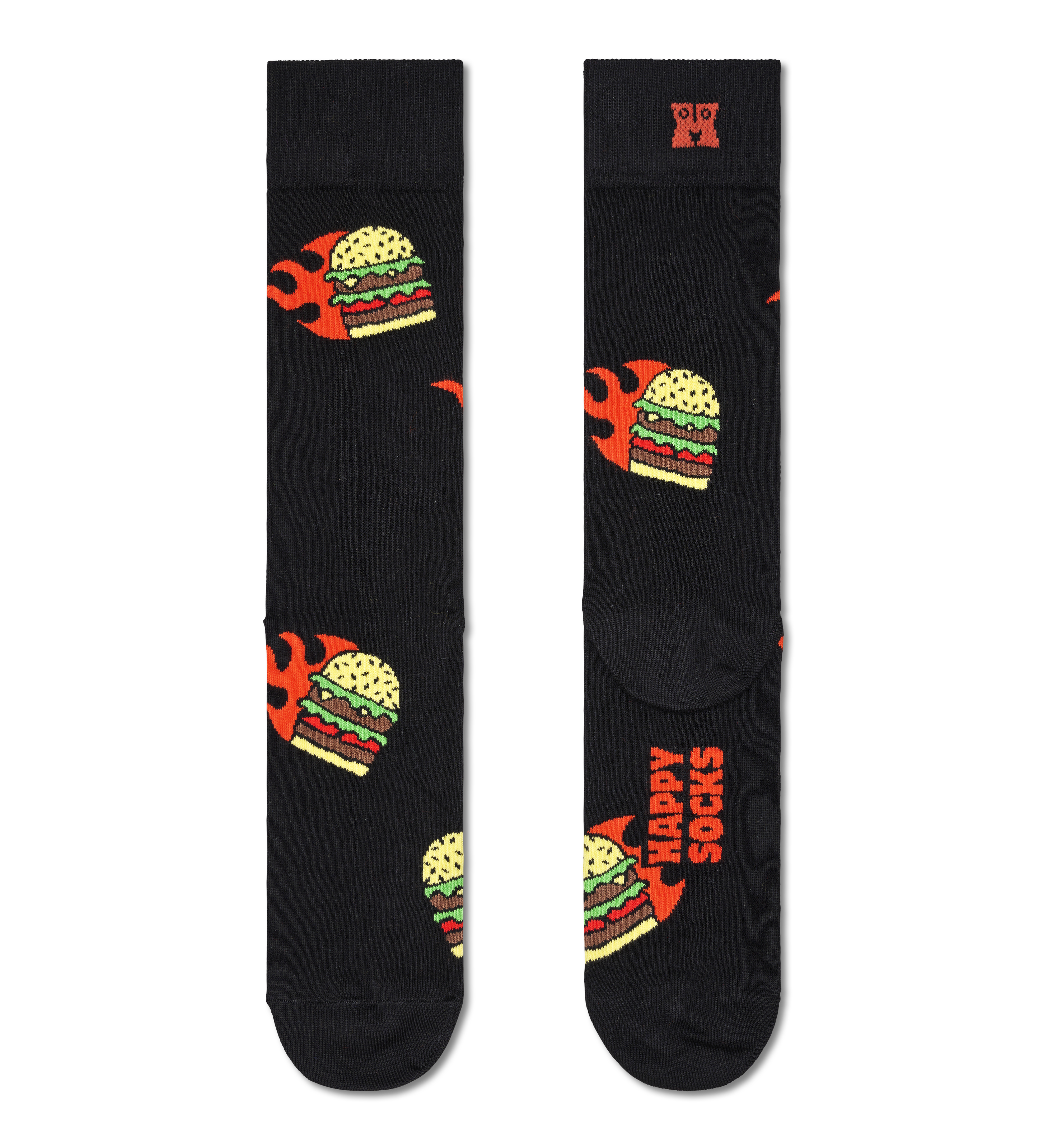 Black Flaming Burger Crew Sock