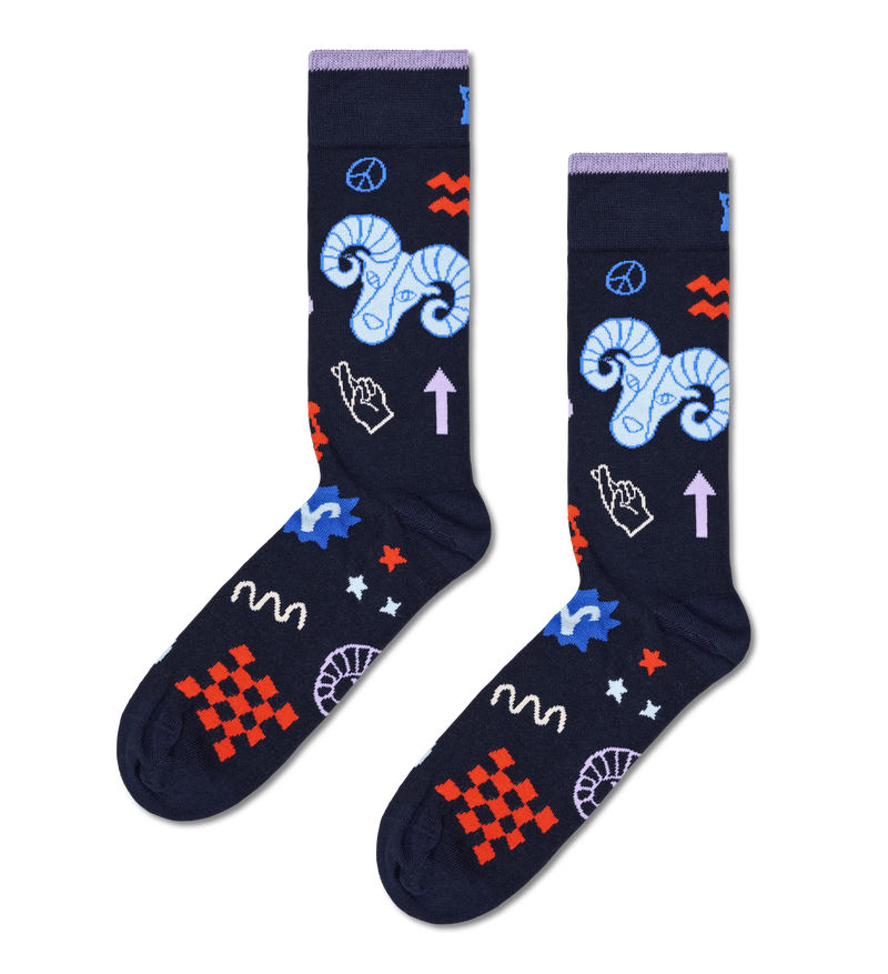 Navy Aries Sock | Zodiac Signs Astrology Gift