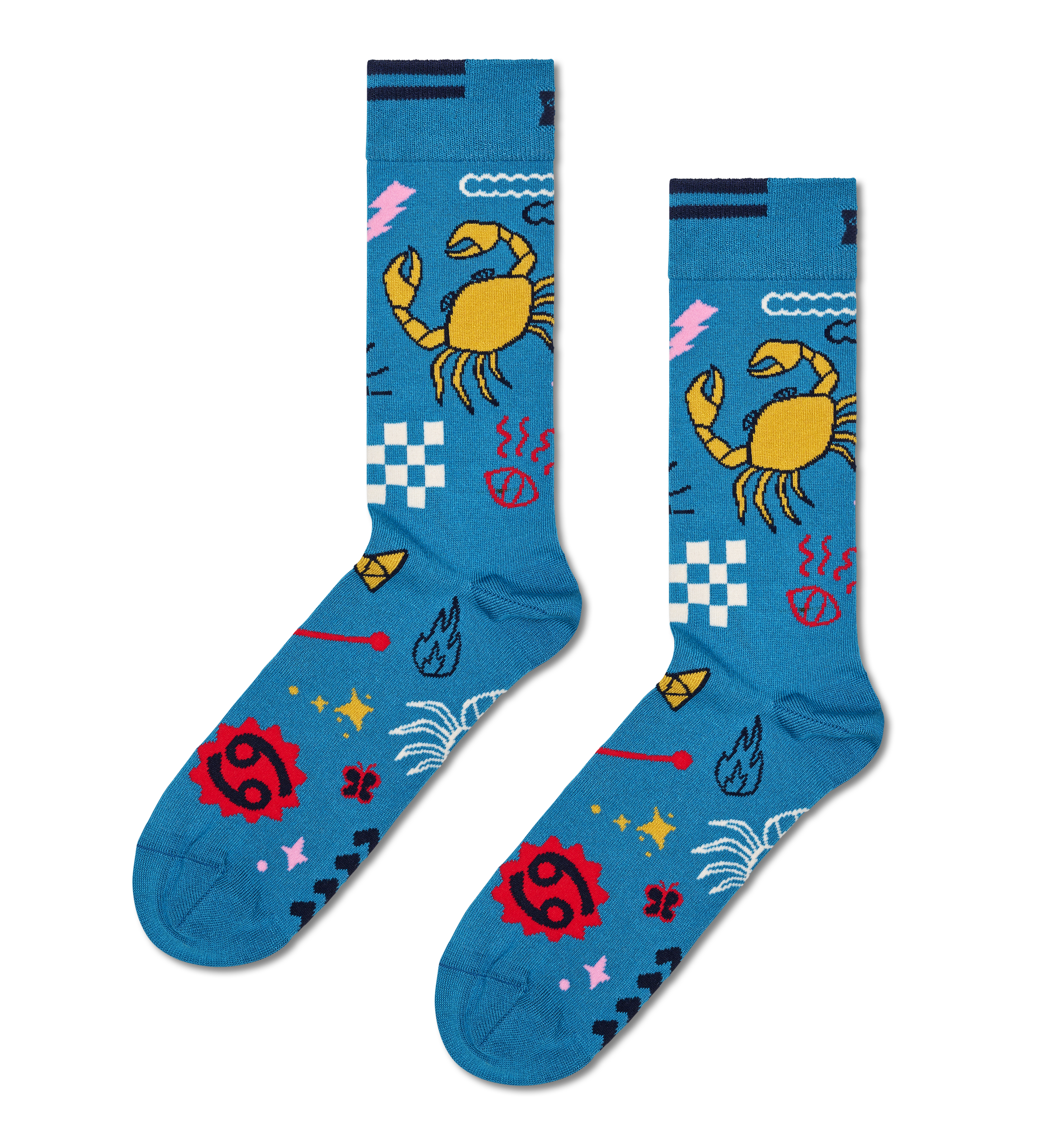 Zodiac Signs: Blue Cancer Crew Sock