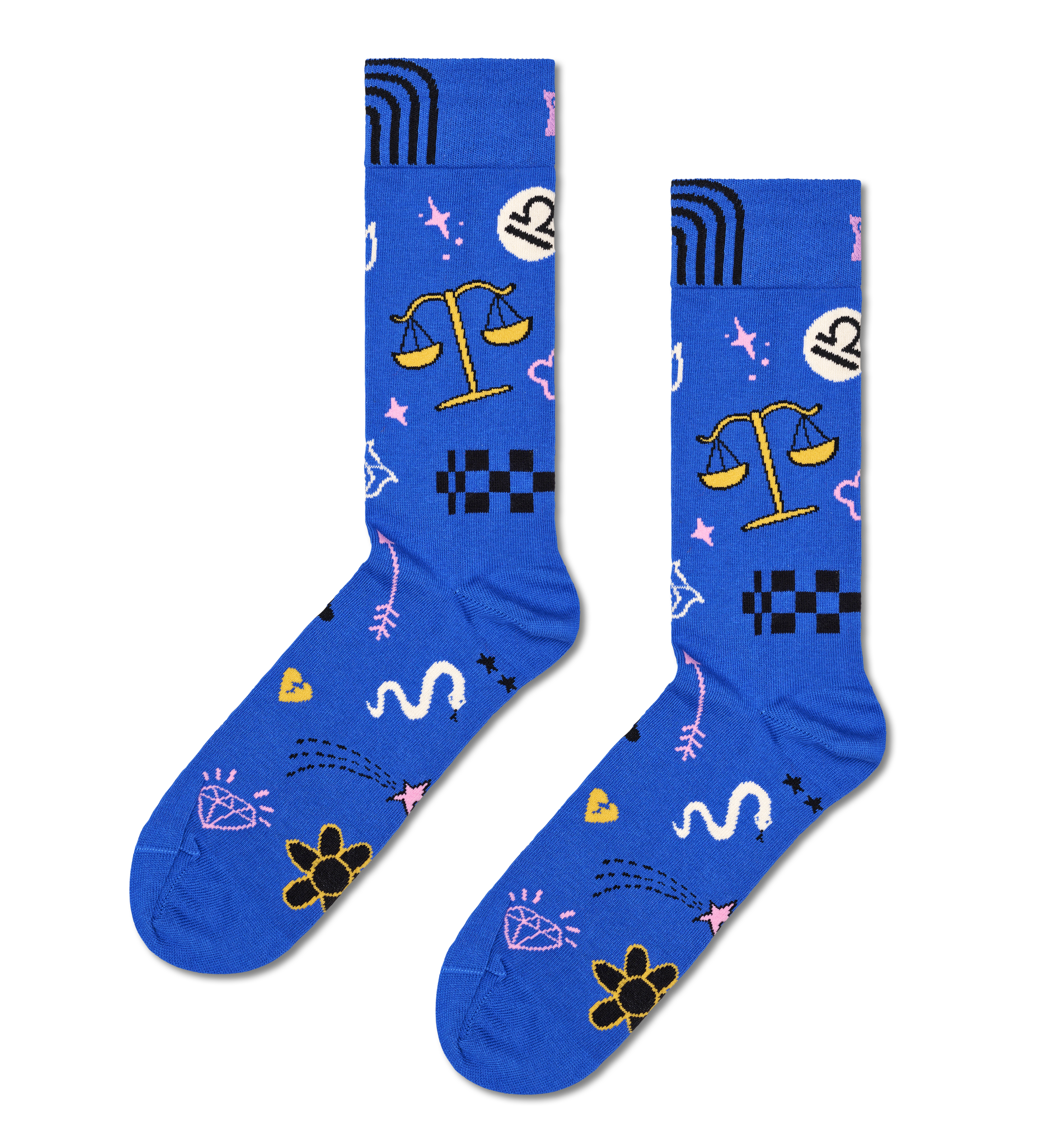 Zodiac Signs: Blue Libra Crew Sock