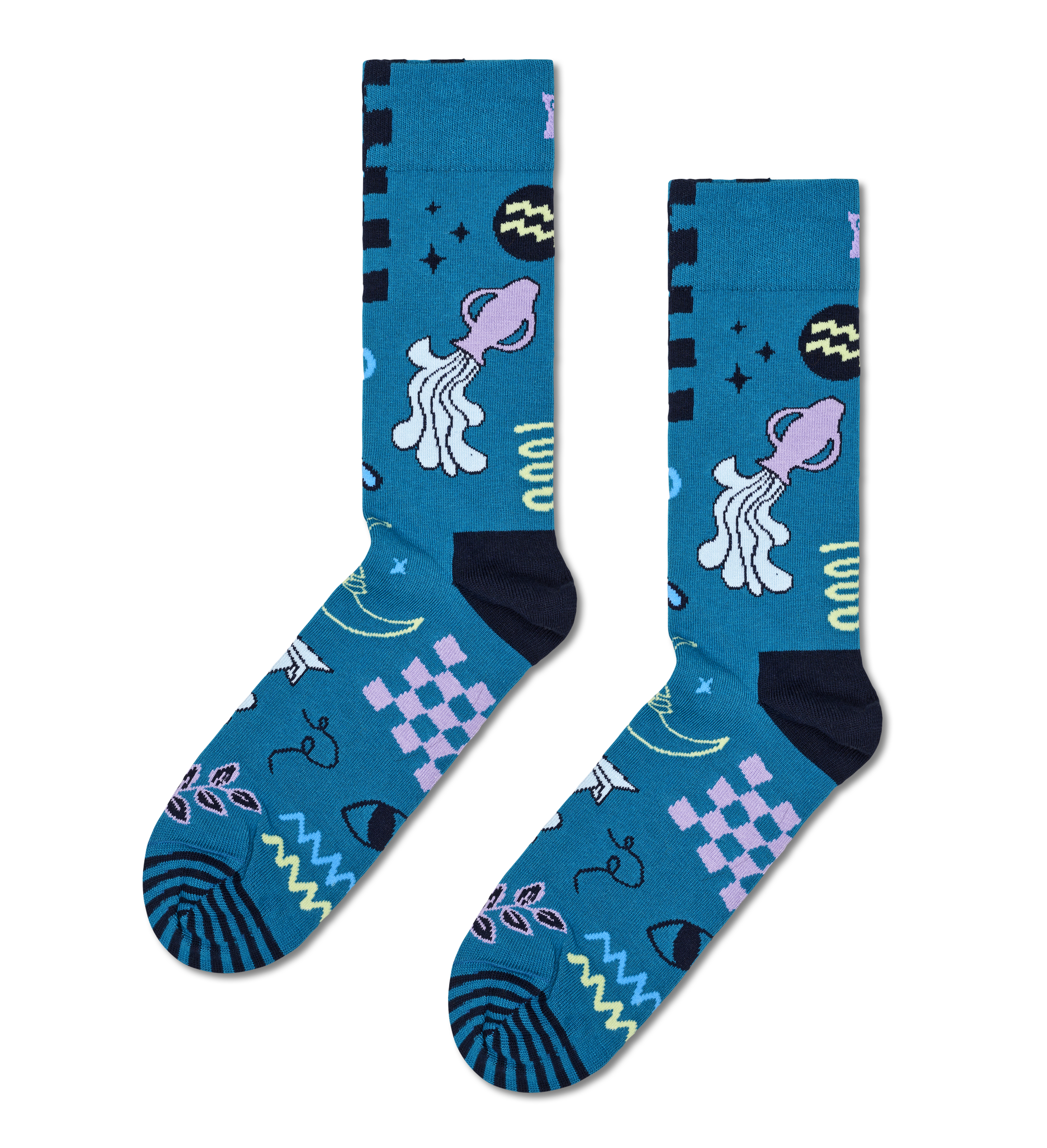 Zodiac Signs: Turquoise Aquarius Crew Sock