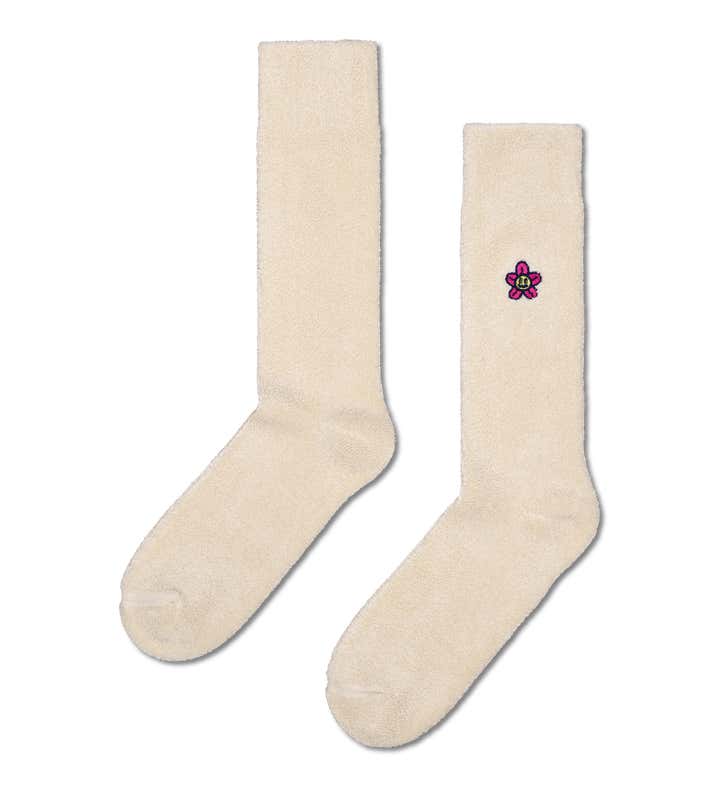 Embroidered Flower Crew Sock 1