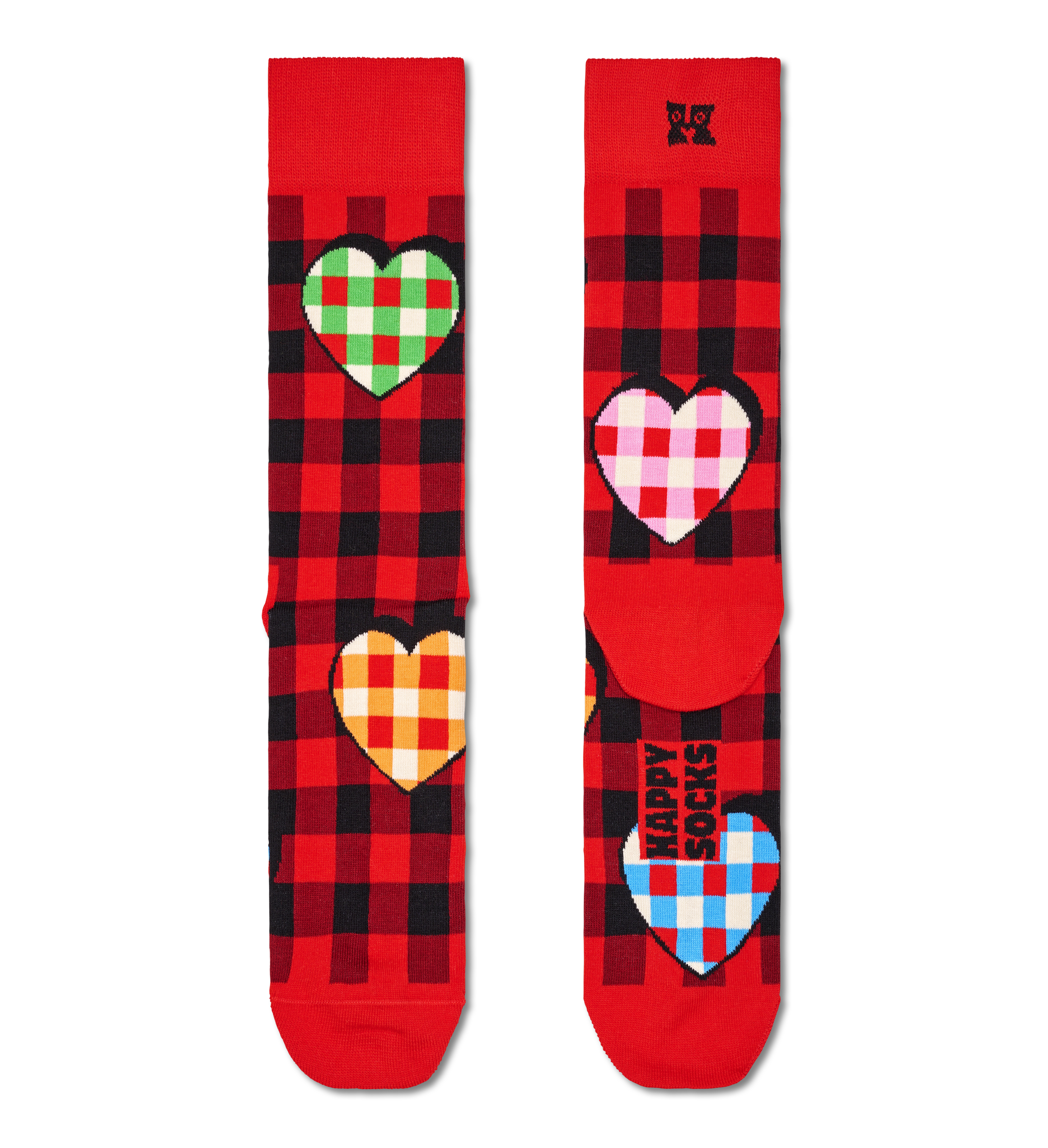 Red Checked Heart Crew Sock
