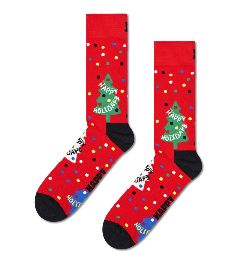 Red Christmas Socks | Happy Holidays Crew Sock Gift