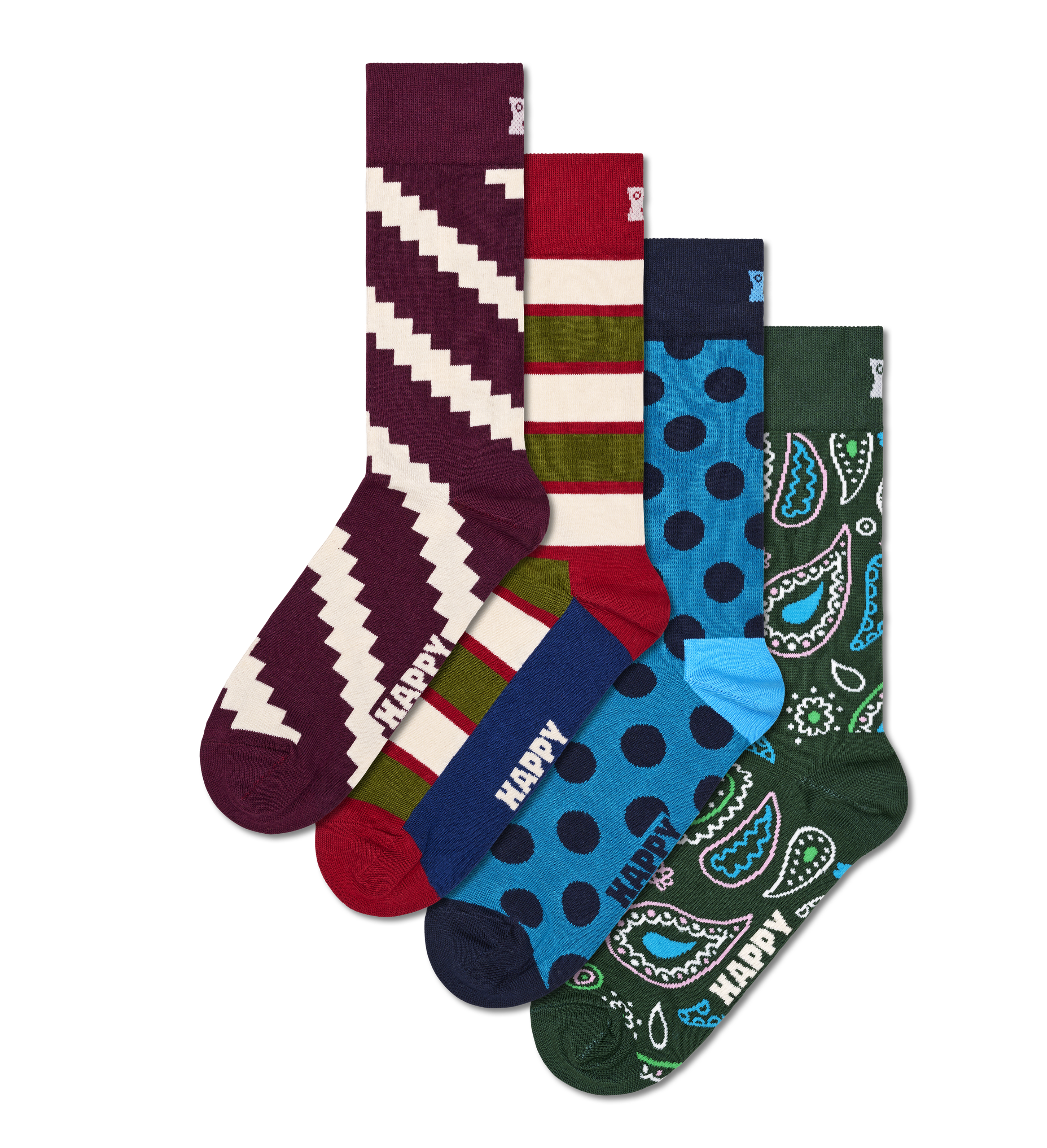 4-Pack New Vintage US Socks | Happy Socks Crew Set Gift