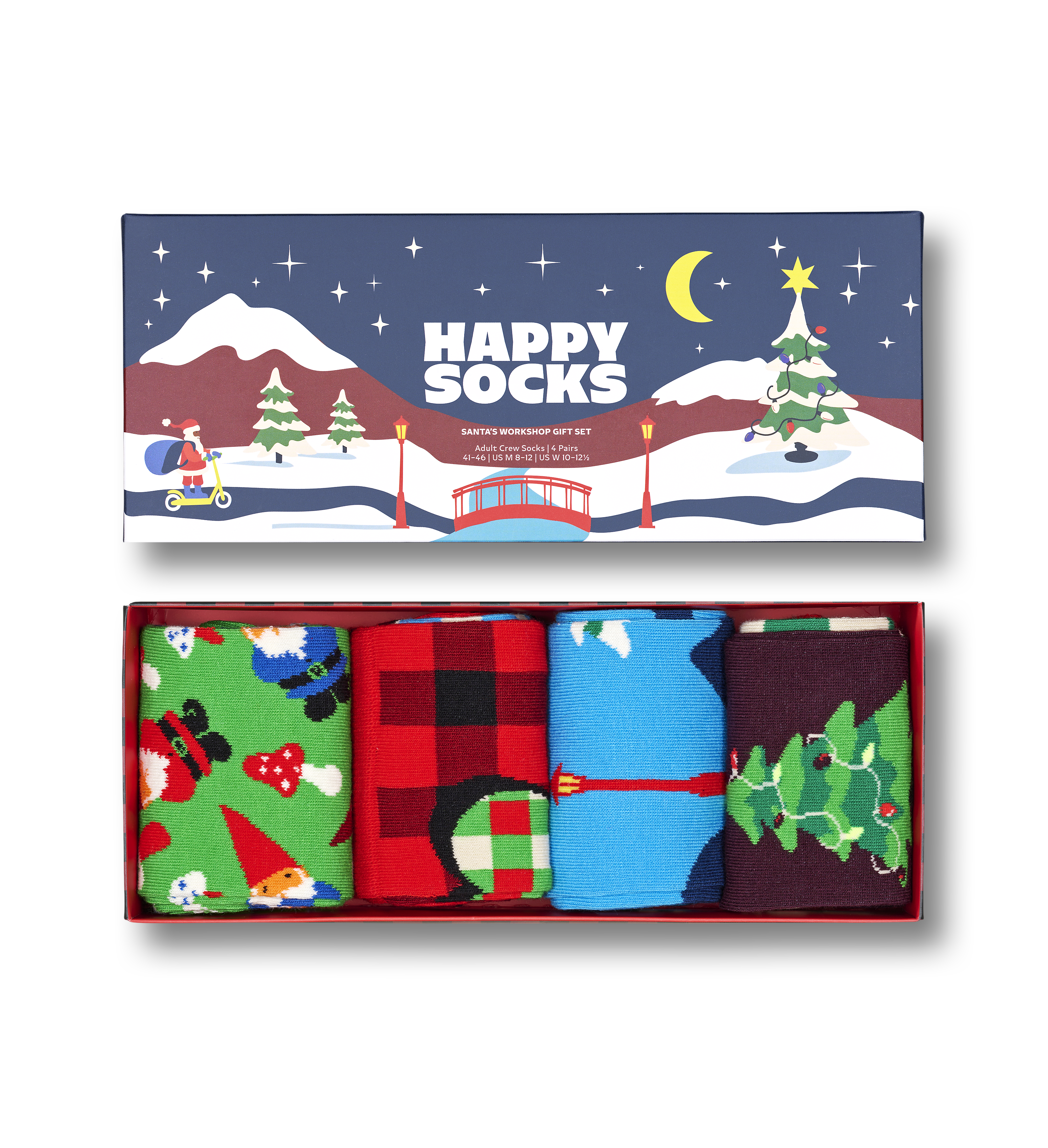 4-Pack Santa’s Workshop Crew Socks Gift Set