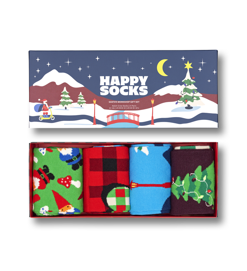 Christmas Socks Gift Set | 4-Pack Crew Socks for Him & Her