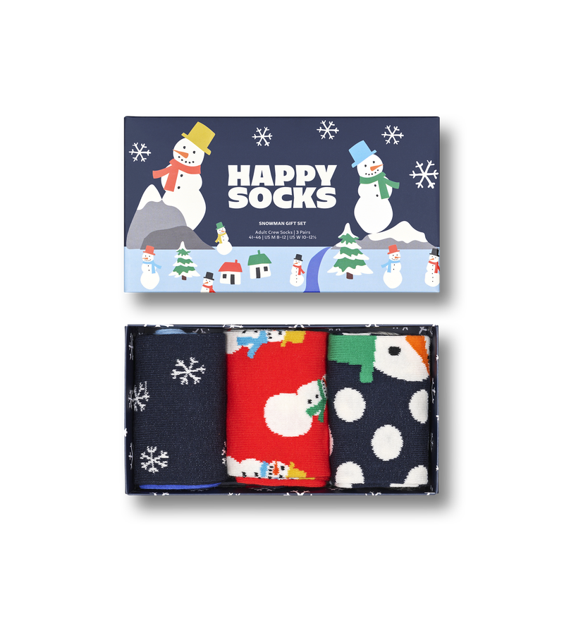 3-Pack Snowman Crew Socks | Fun Christmas Gift Socks