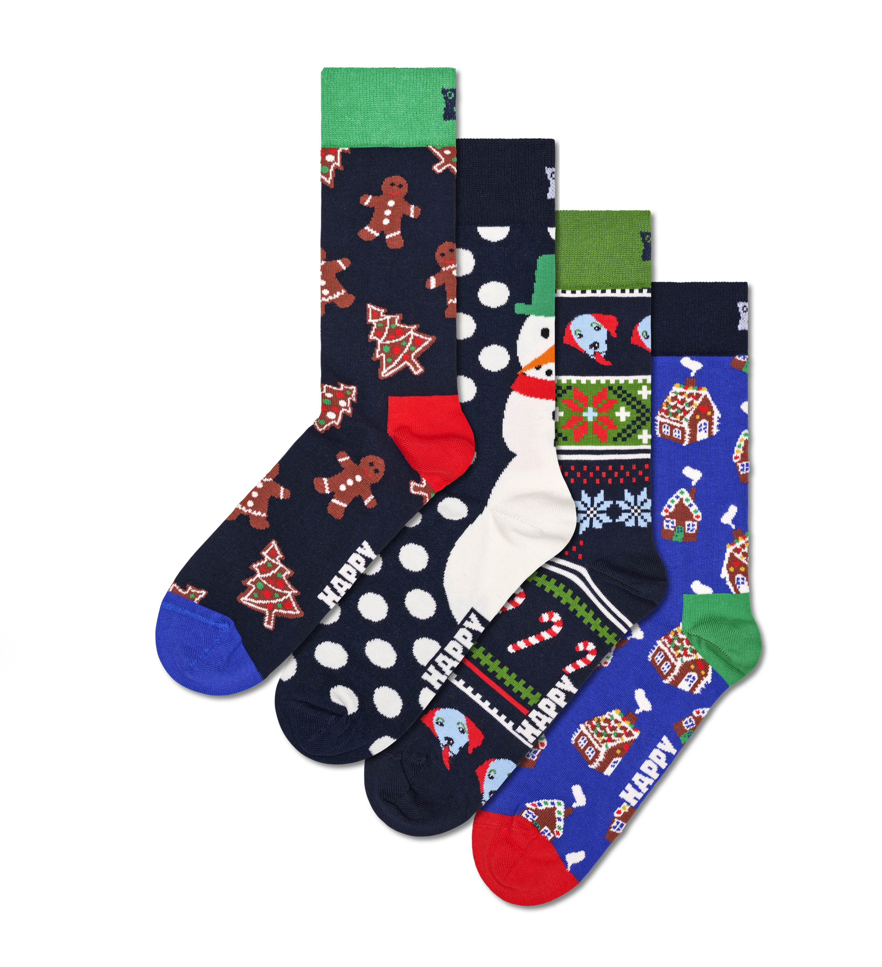 4-Pack Gingerbread Crew Socks Gift Happy | Set US Socks