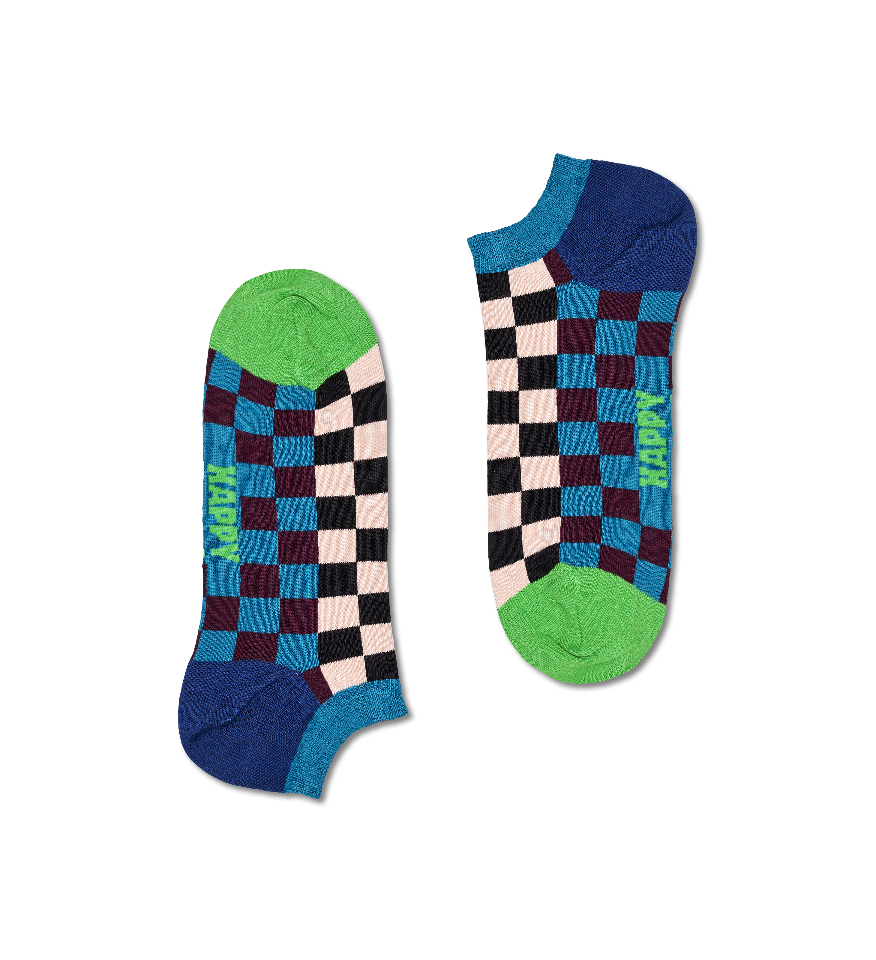 Blue Checkerboard Low Sock