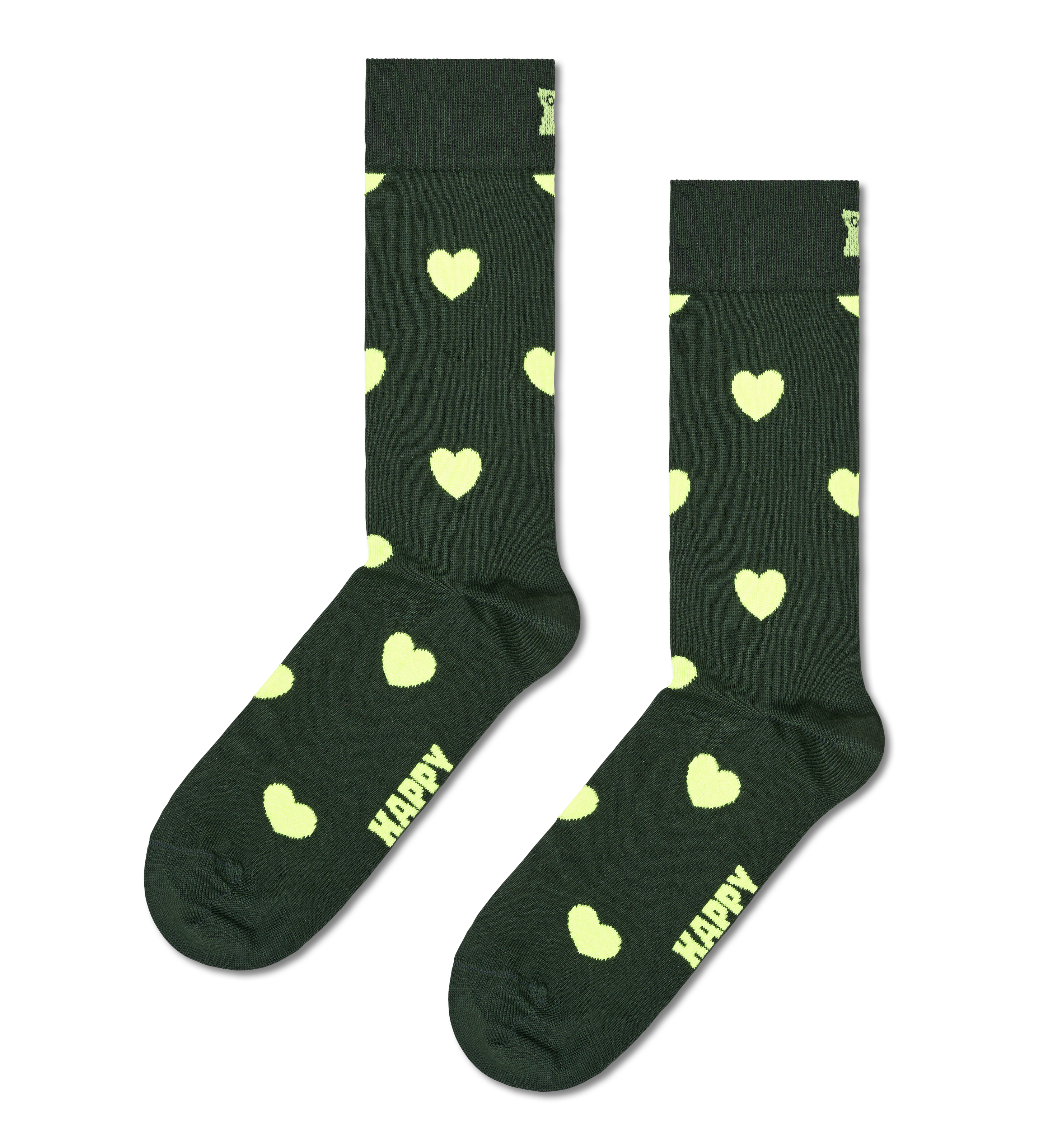 Dark Green Heart Crew Sock
