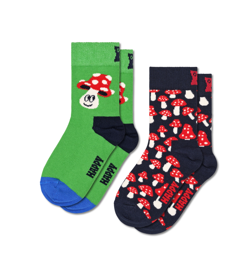 Fun Kids Crew Socks - Happy Mushroom Toddler Socks