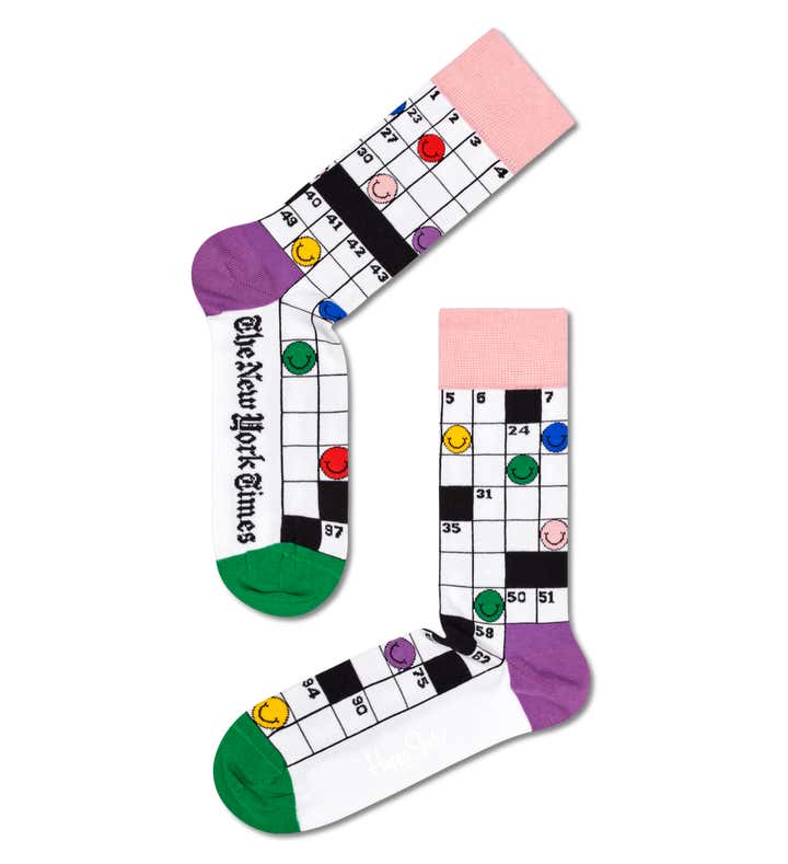White Crossword Crew Sock Happy Socks US
