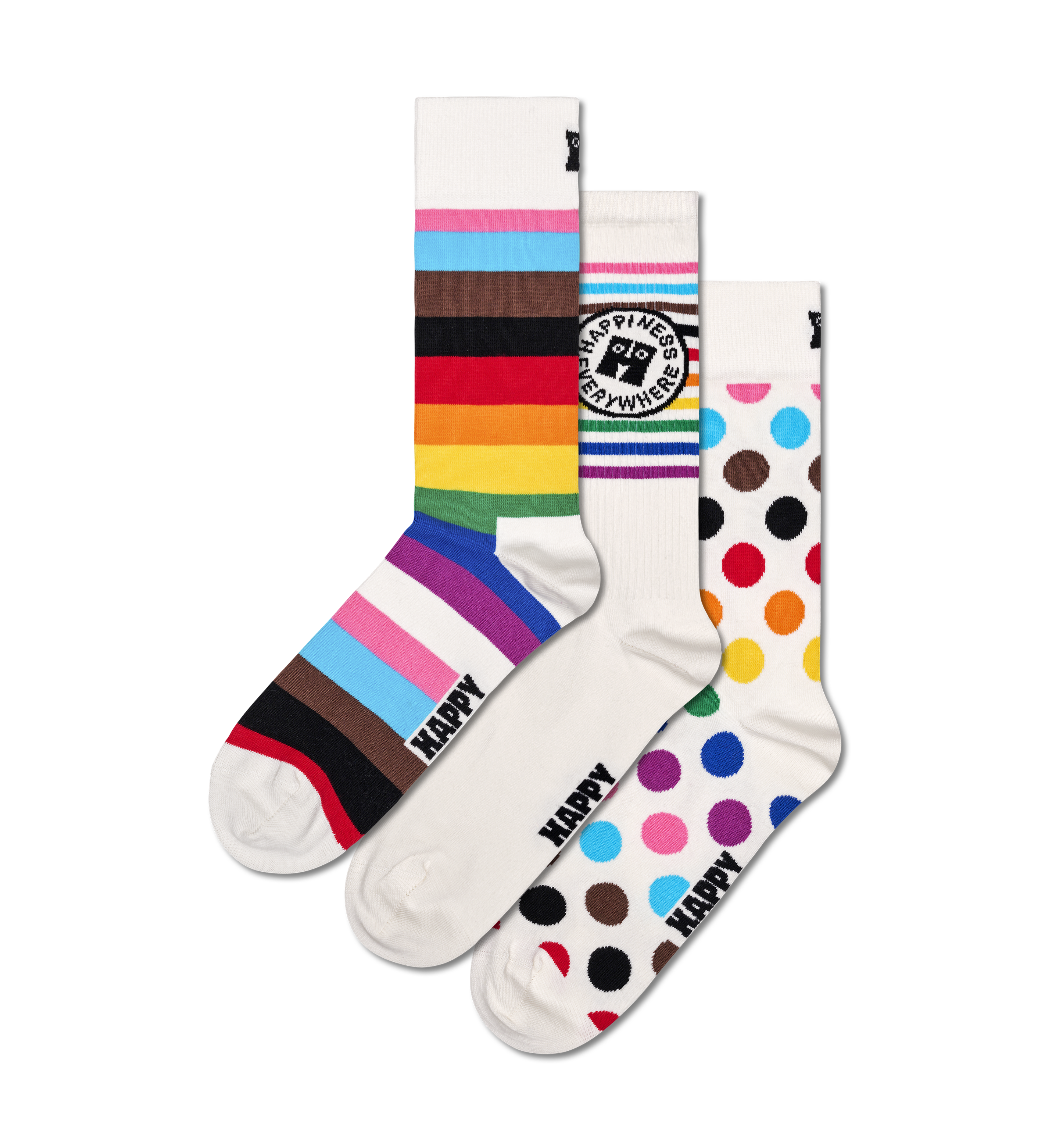 3-Pack Pride Crew Happy Socks Set Gift | US