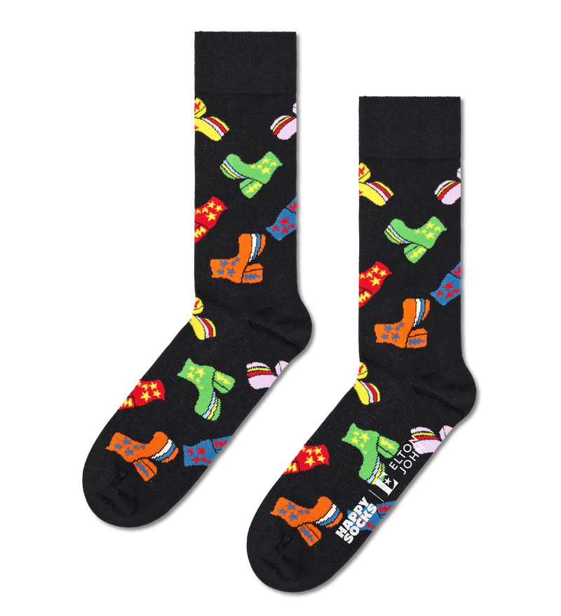 Black Elton John Disco Shoes Crew Socks
