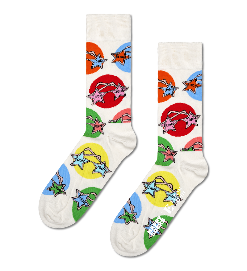 White Elton John Elton Glasses Crew Socks