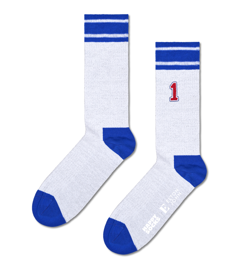 White Elton John Stadium Mid High Socks