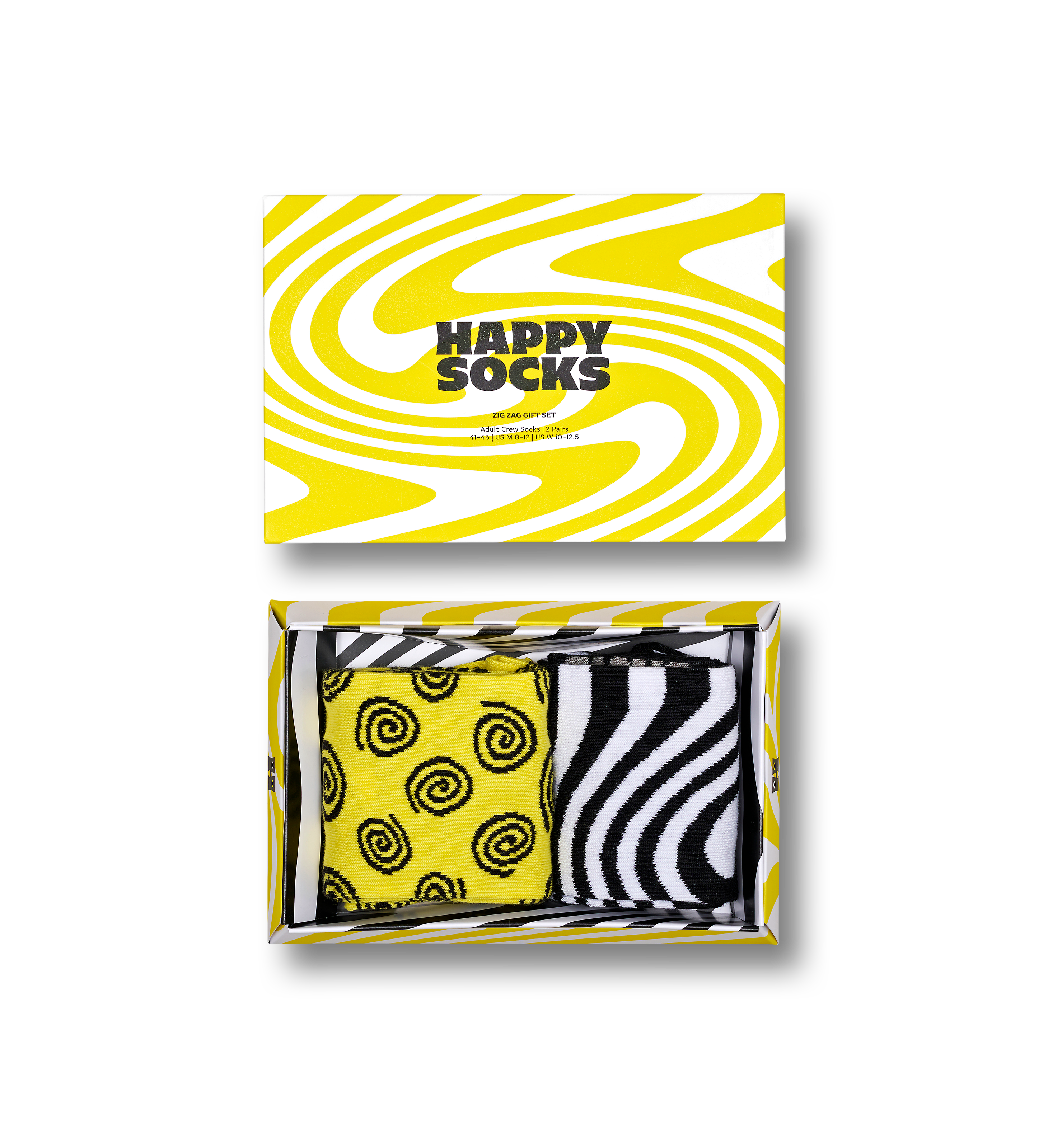 Yellow 2-Pack Zig Zag Crew Socks Gift Set
