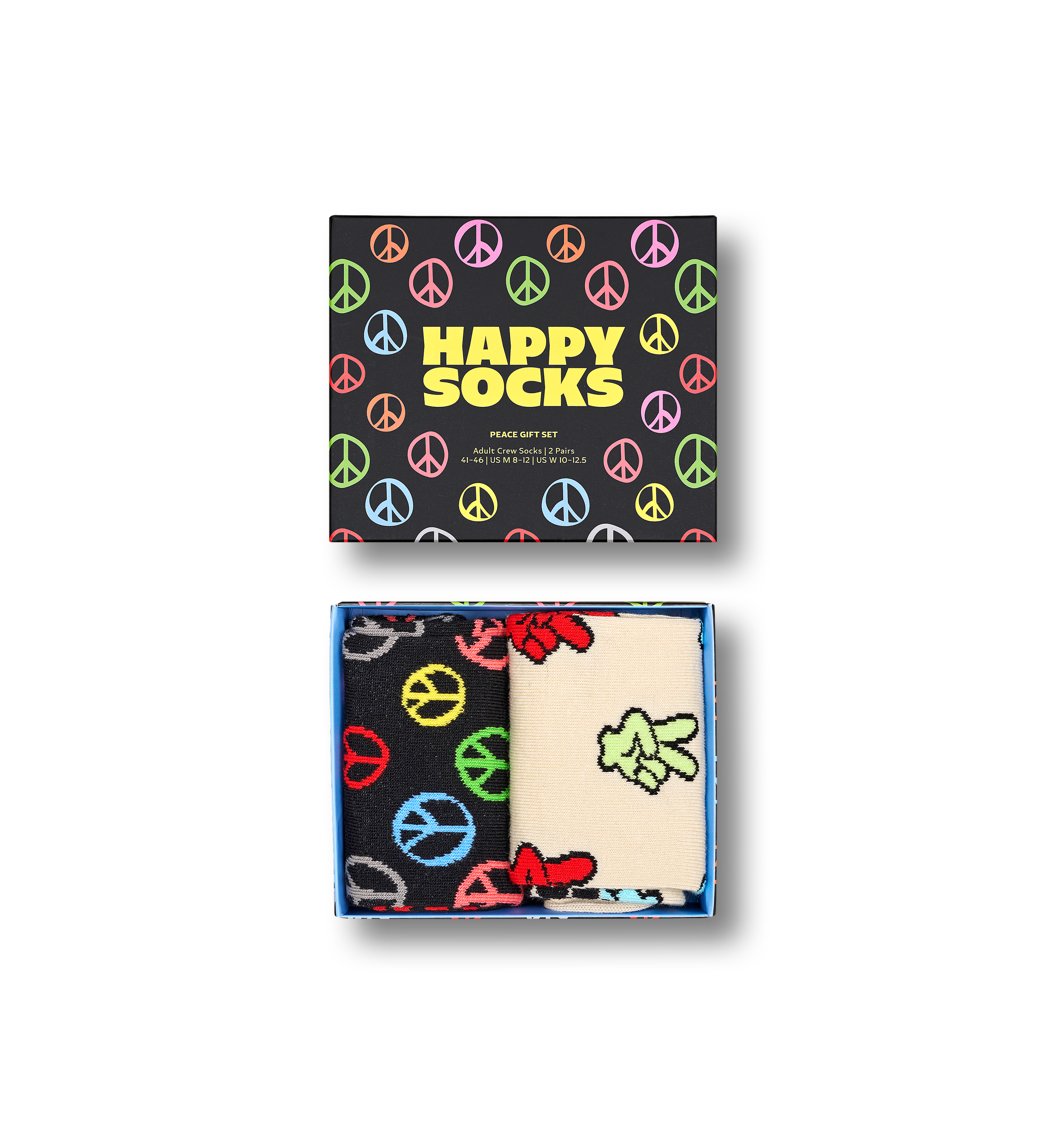 Black 2-Pack Peace Crew Socks Gift Set