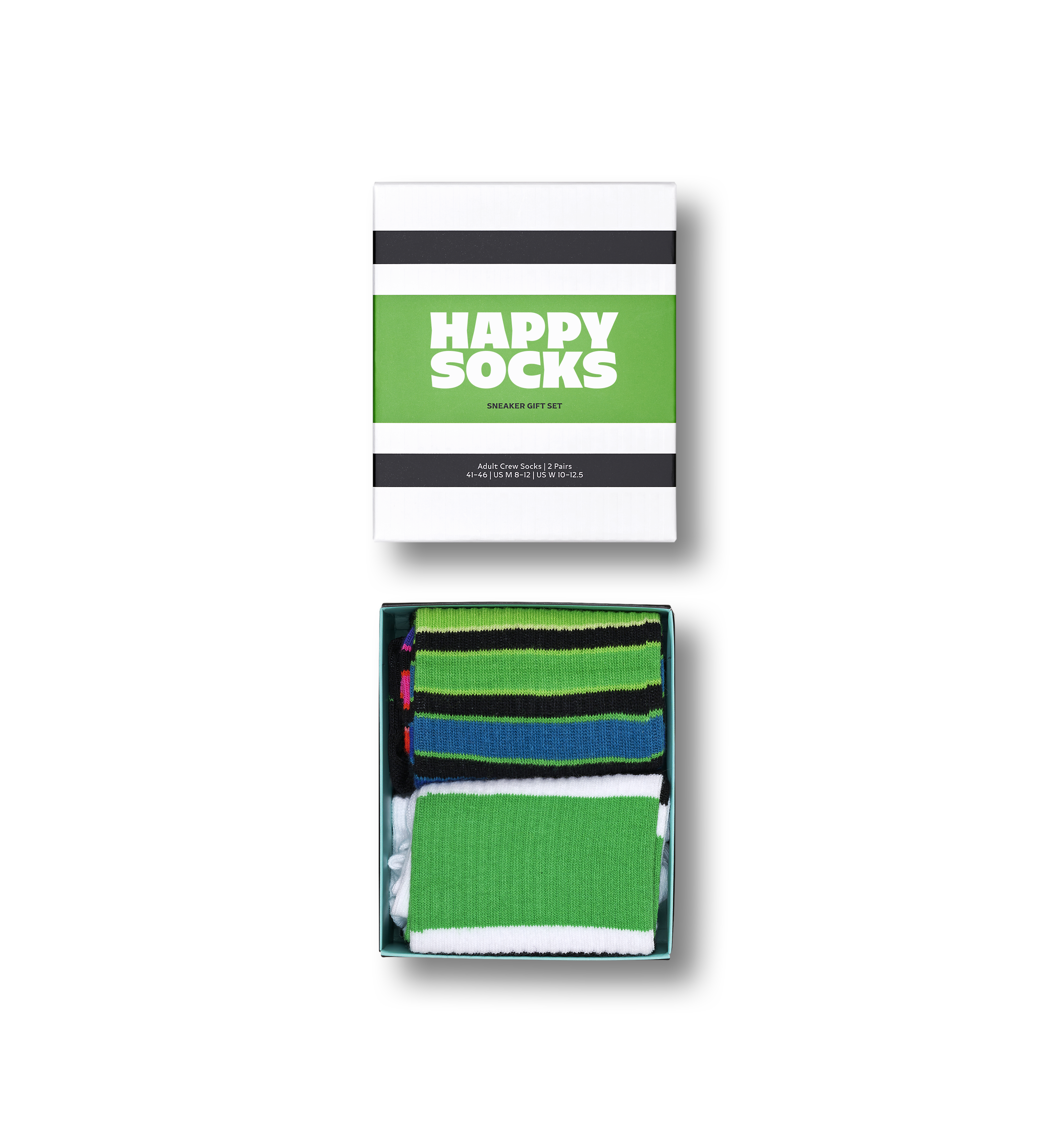 Black 2-Pack Stripe Crew Socks Gift Set