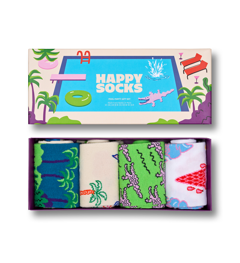 Fun Crew Socks Gift Set | 4-Pack Pool Party Socks