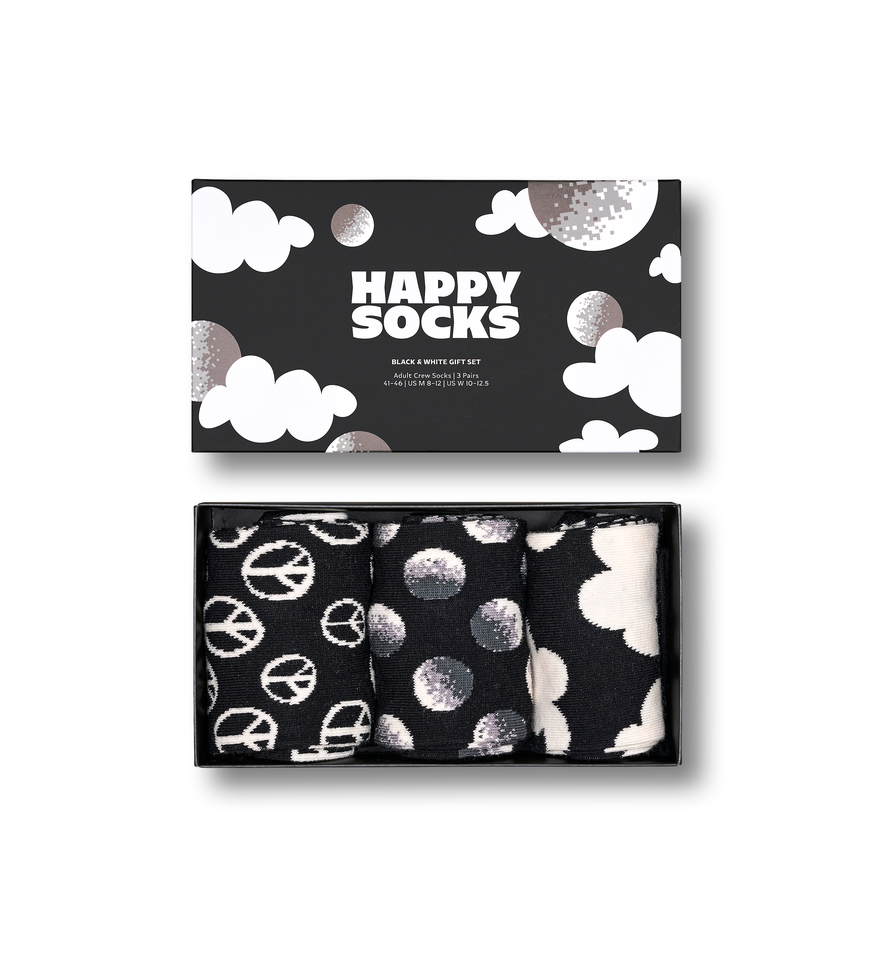 Black 3-Pack Black & White Socks Gift Set