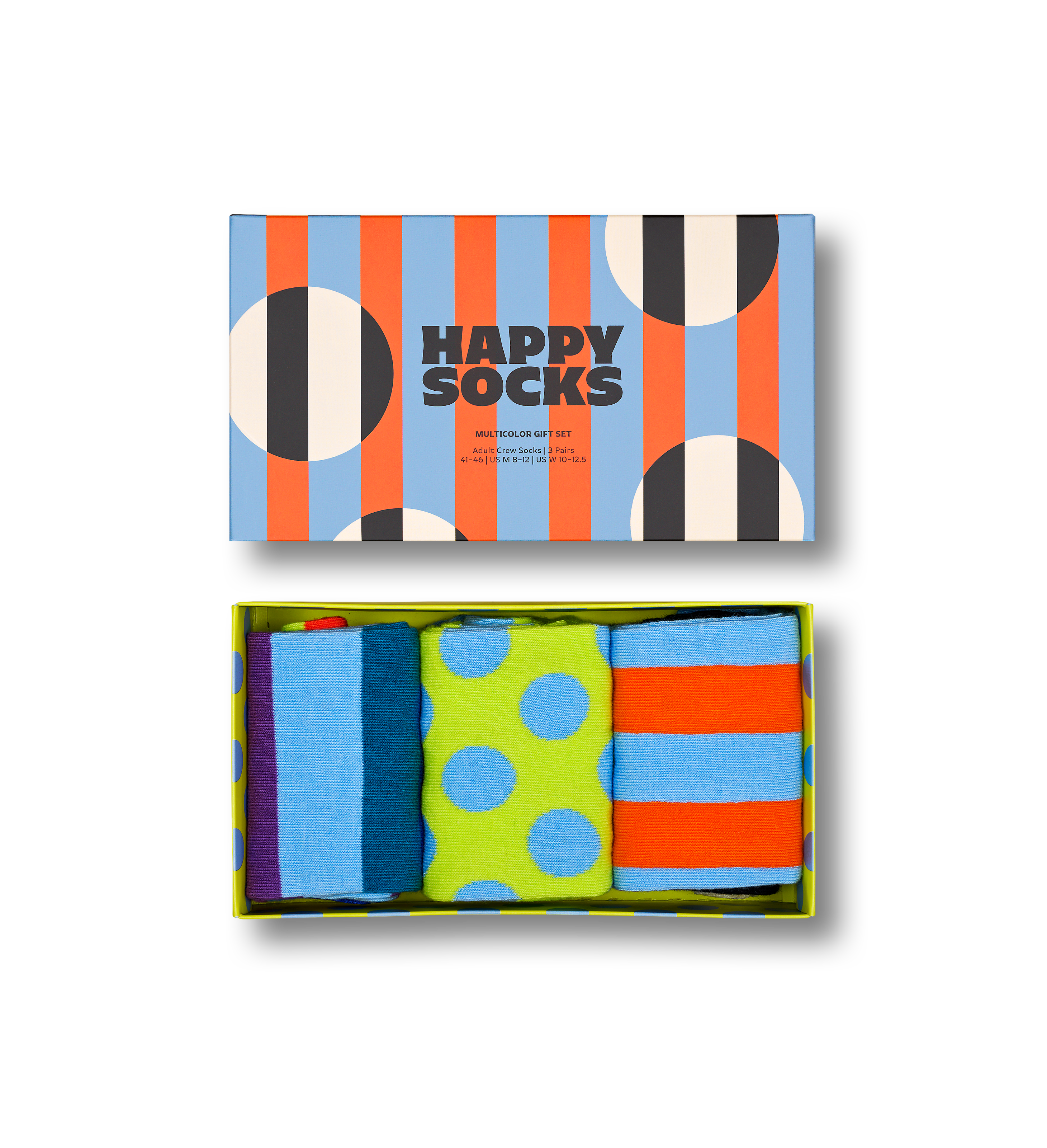 Blue 3-Pack Multicolor Crew Socks Gift Set