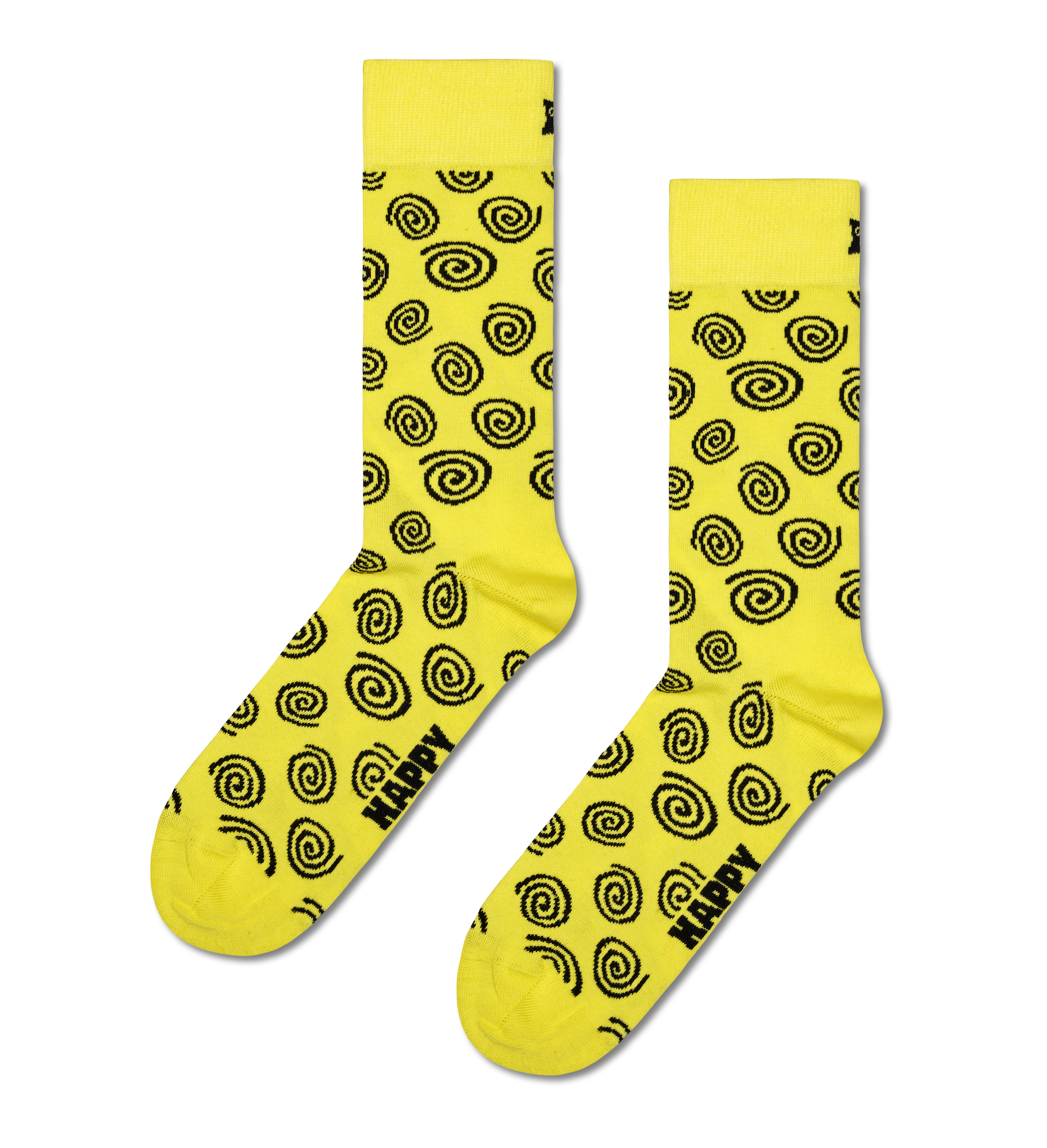 Yellow Swirl Crew Socks